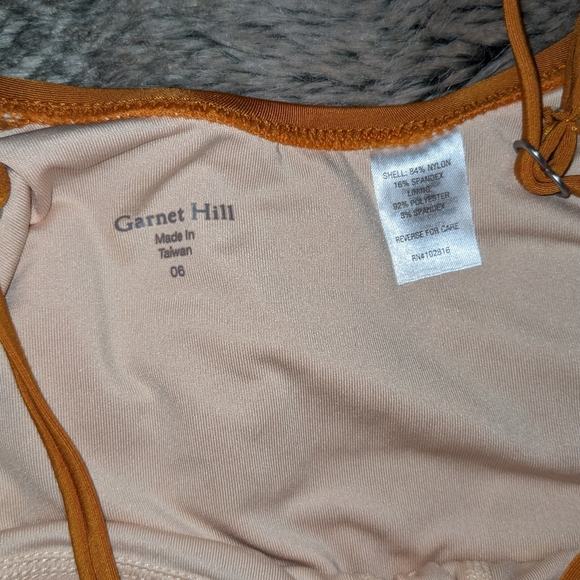 Garnet Hill Playa Ruffle-Overlay One-Piece Swimsuit Curry 6 - Picture 4 of 10